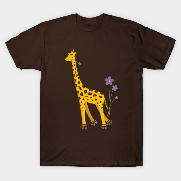 Funny Roller Skating Giraffe T-Shirt by Boriana Giormova